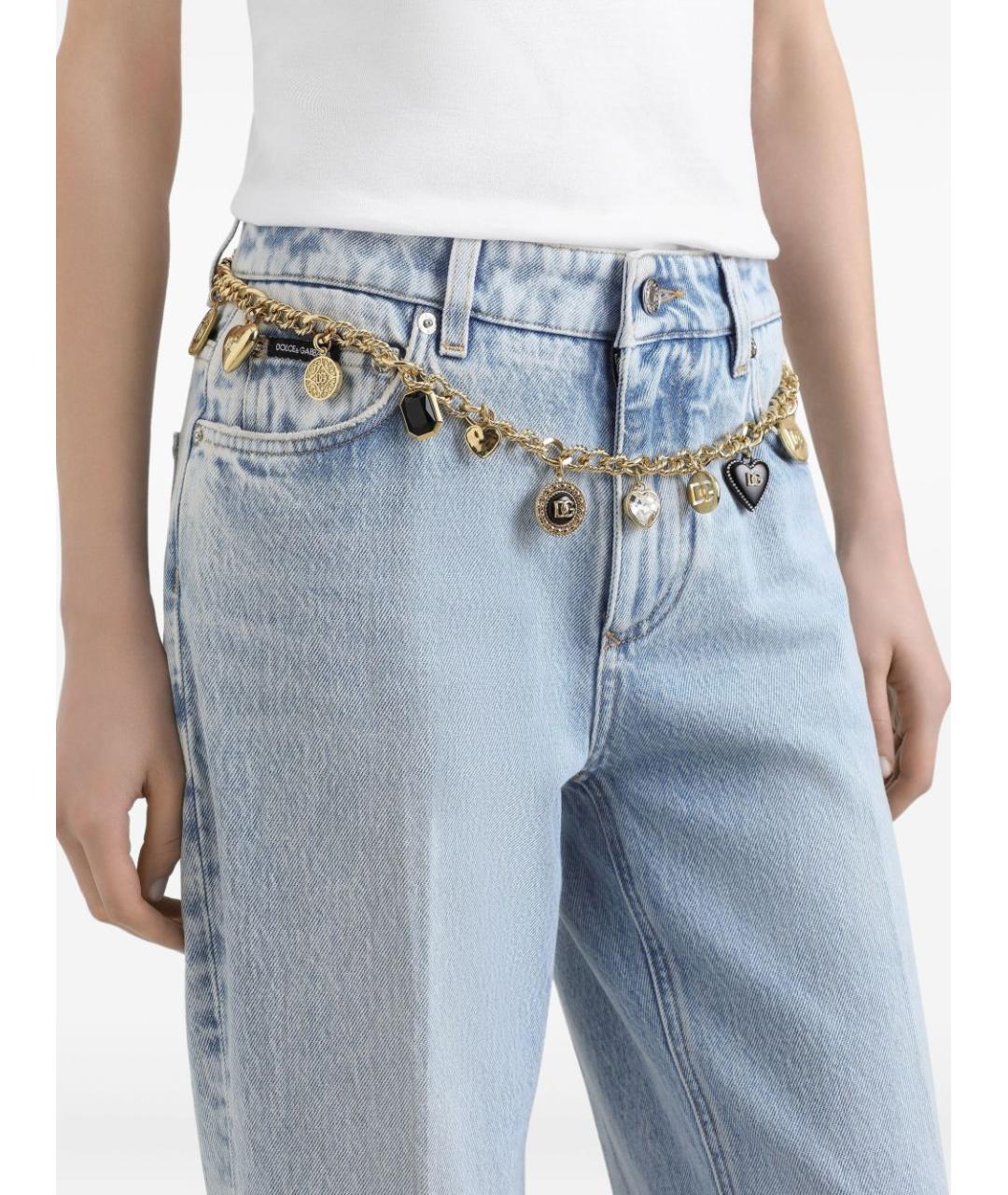 DOLCE&GABBANA Голубые хлопковые прямые джинсы, фото 4