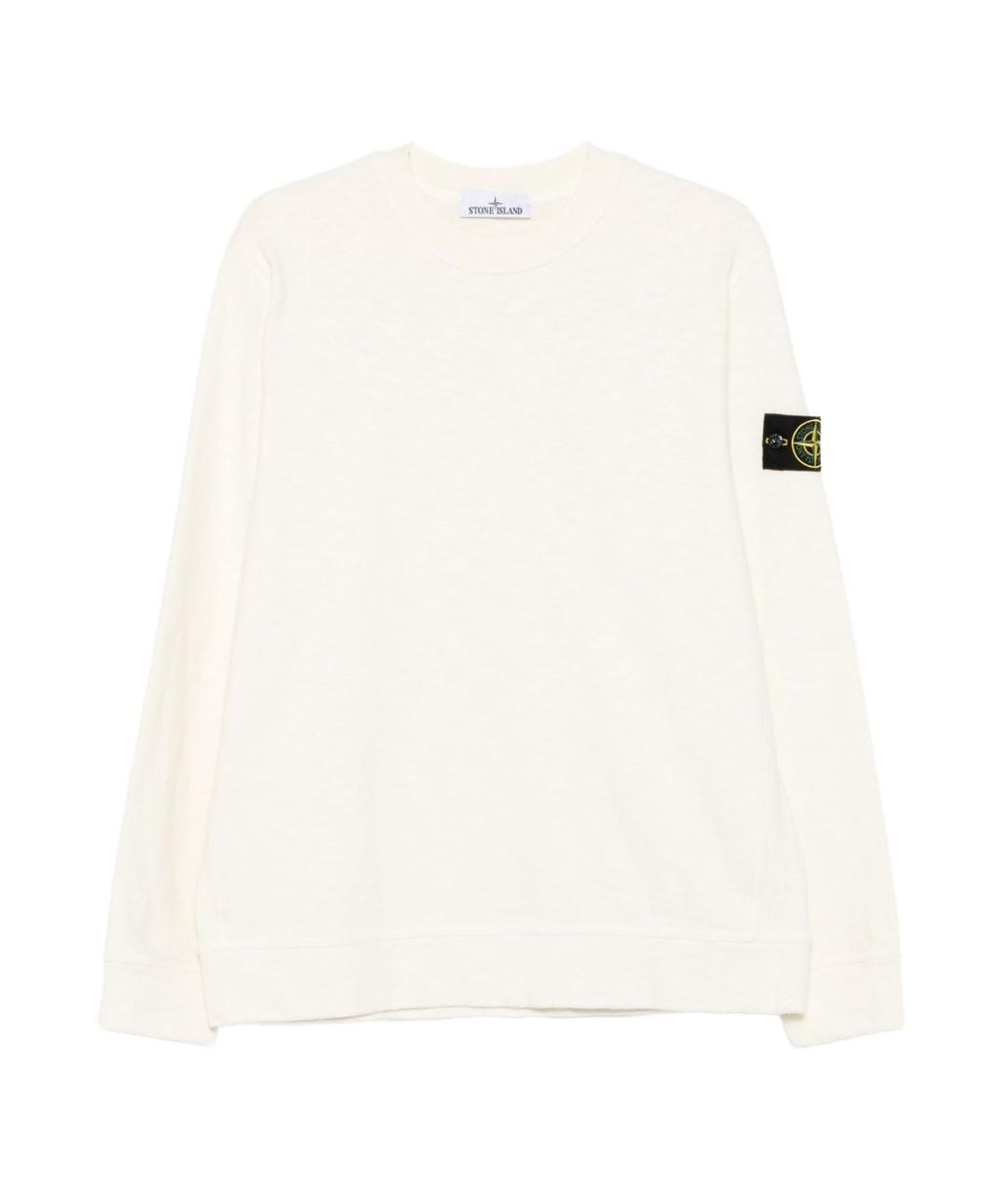 STONE ISLAND Белый хлопковый джемпер / свитер, фото 1