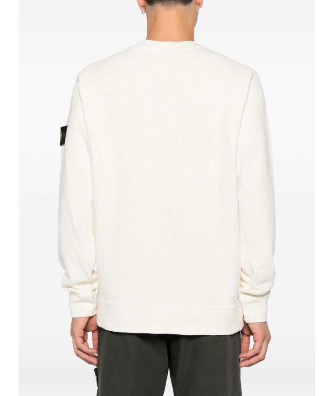 STONE ISLAND Белый хлопковый джемпер / свитер, фото 4