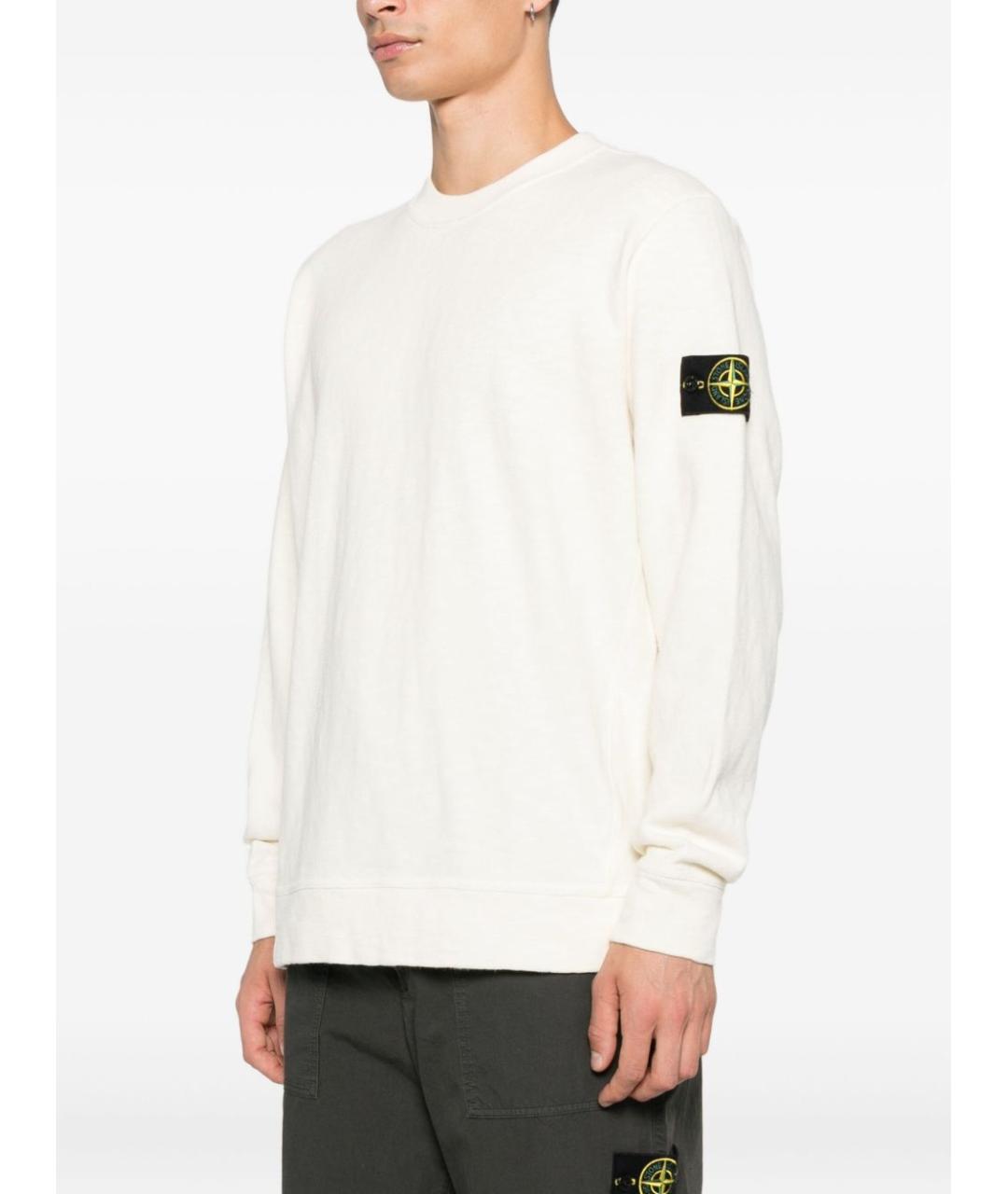 STONE ISLAND Белый хлопковый джемпер / свитер, фото 3
