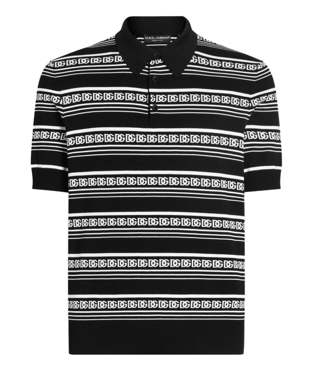 DOLCE&GABBANA Черное хлопковое поло с коротким рукавом, фото 1