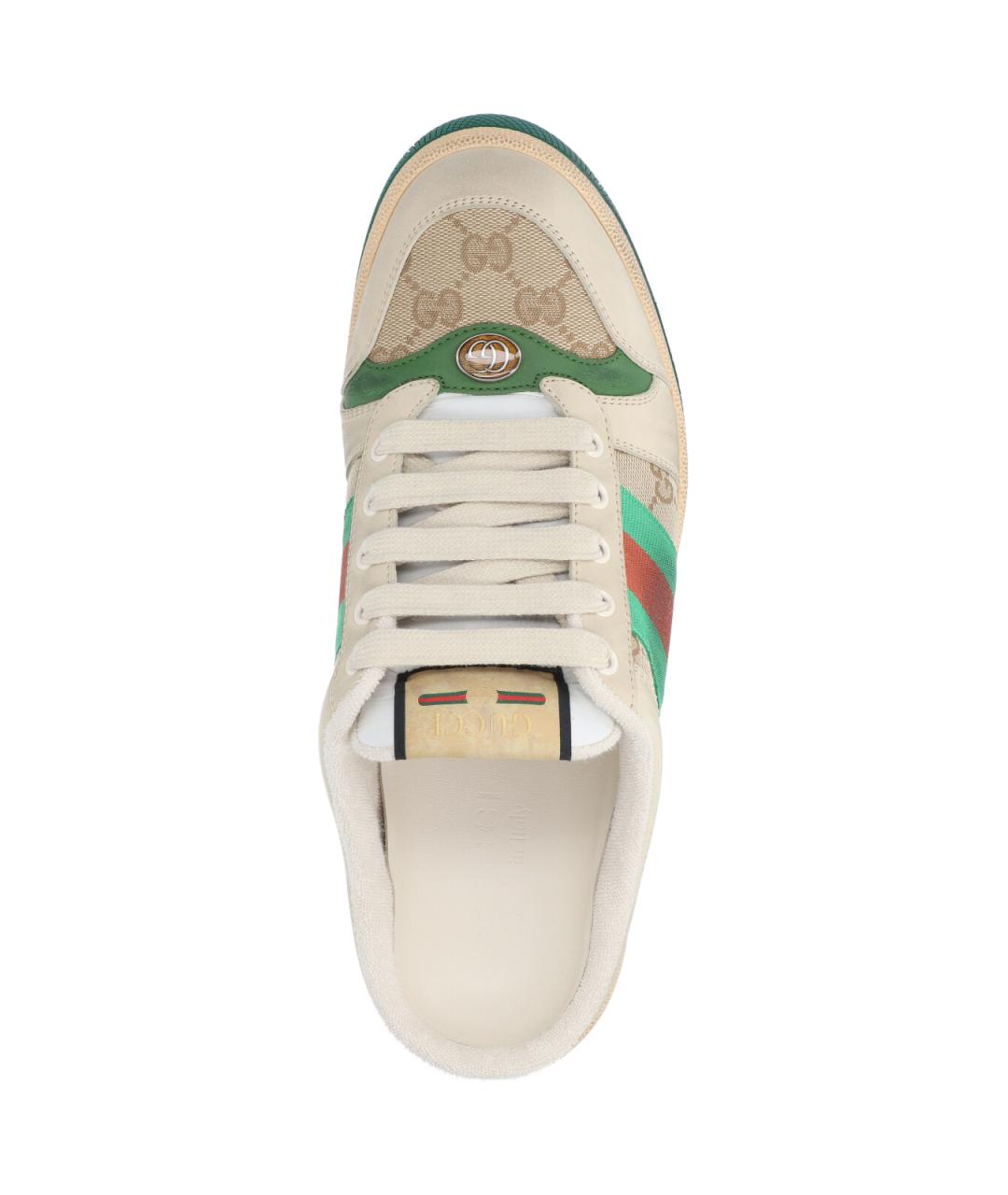 GUCCI Бежевые текстильные низкие кроссовки / кеды, фото 5