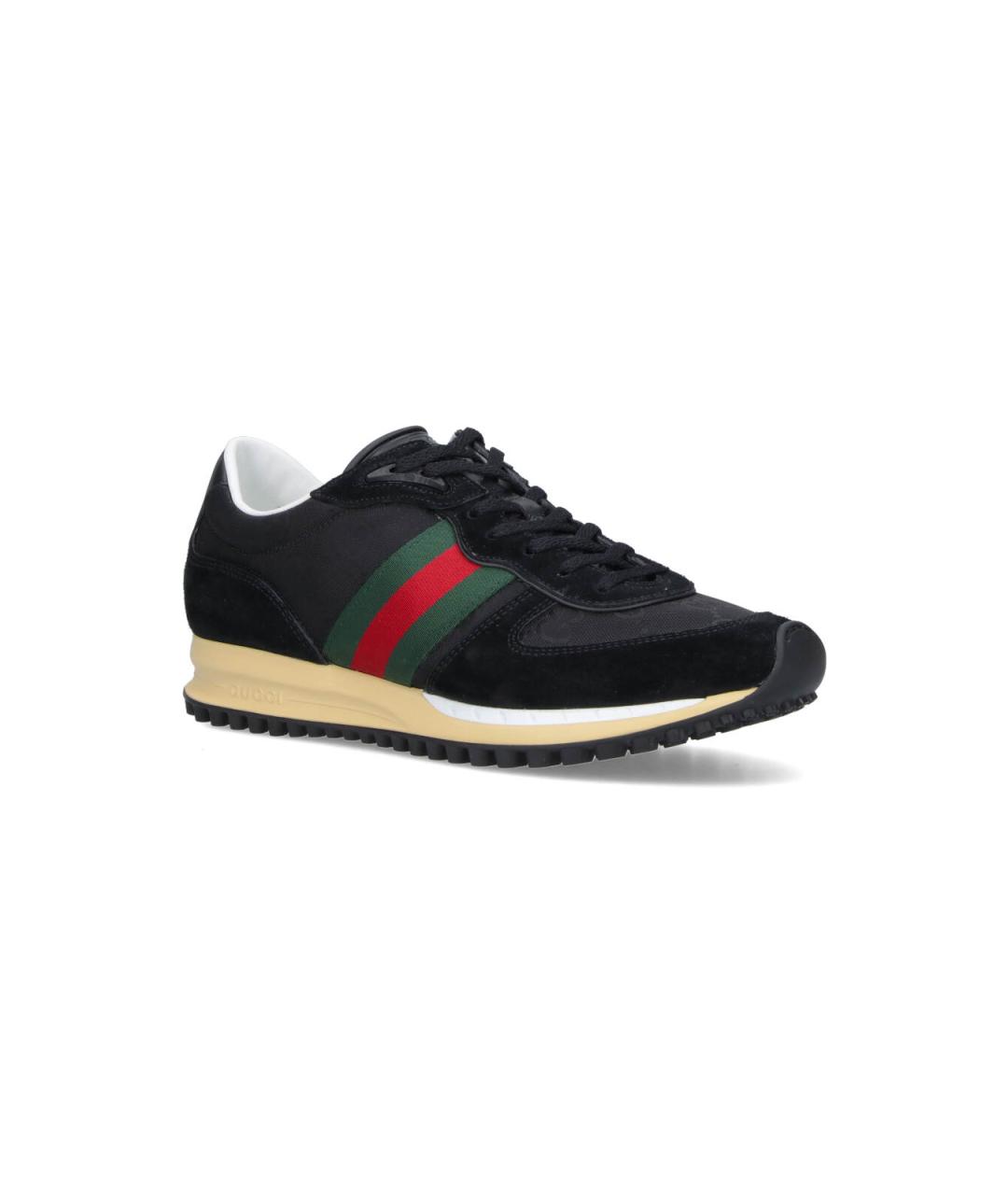 GUCCI Черные кожаные низкие кроссовки / кеды, фото 2