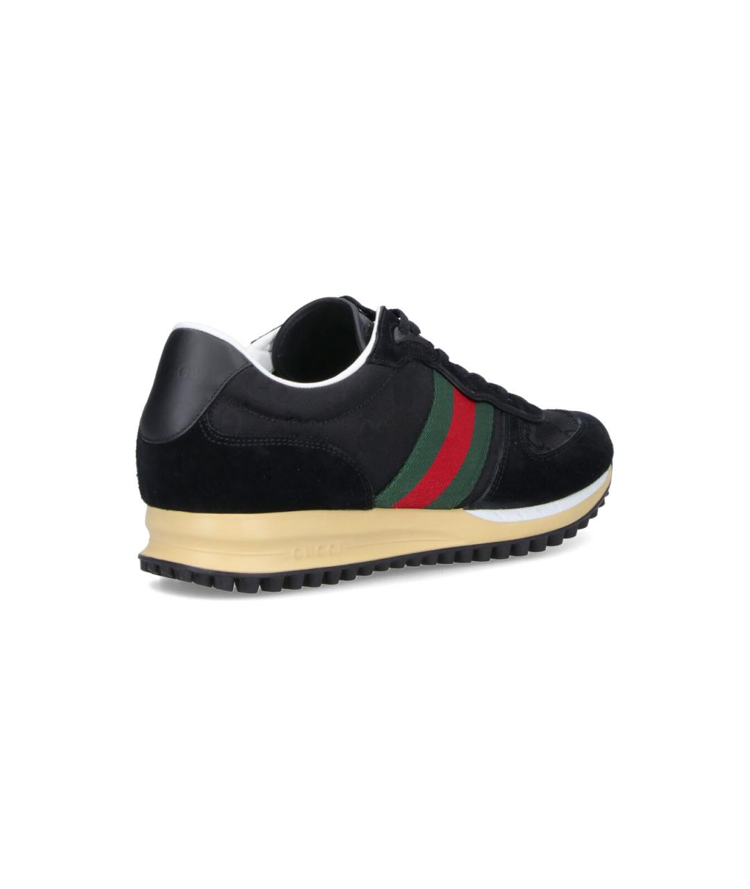 GUCCI Черные кожаные низкие кроссовки / кеды, фото 4