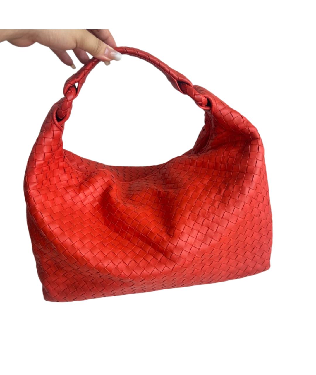 BOTTEGA VENETA Красная кожаная сумка с короткими ручками, фото 4