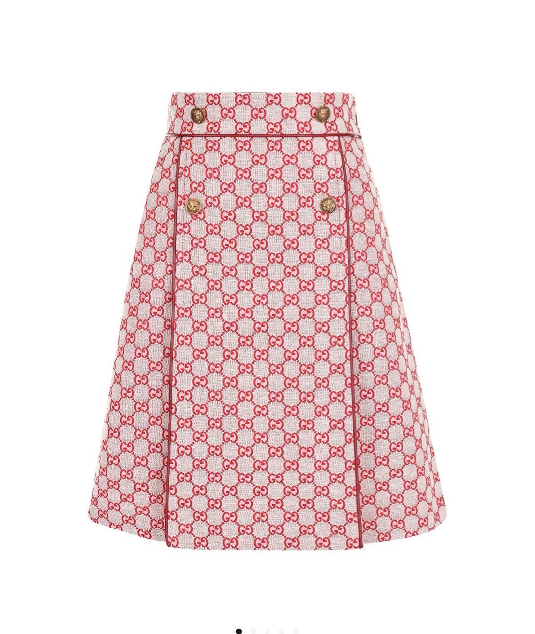 GUCCI Красная хлопковая юбка миди, фото 1