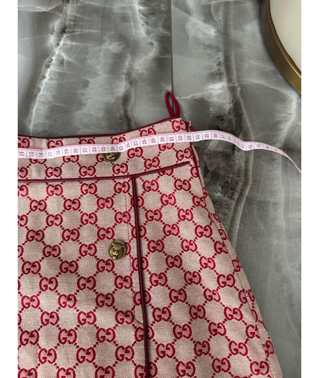 GUCCI Красная хлопковая юбка миди, фото 3