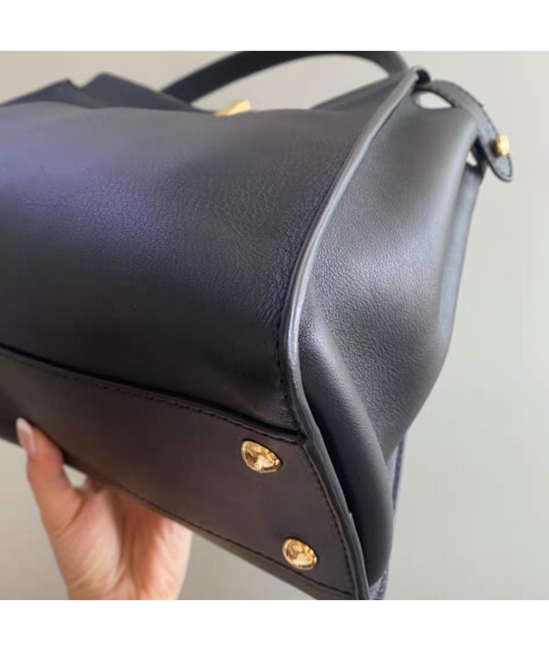 FENDI Черная кожаная сумка тоут, фото 4