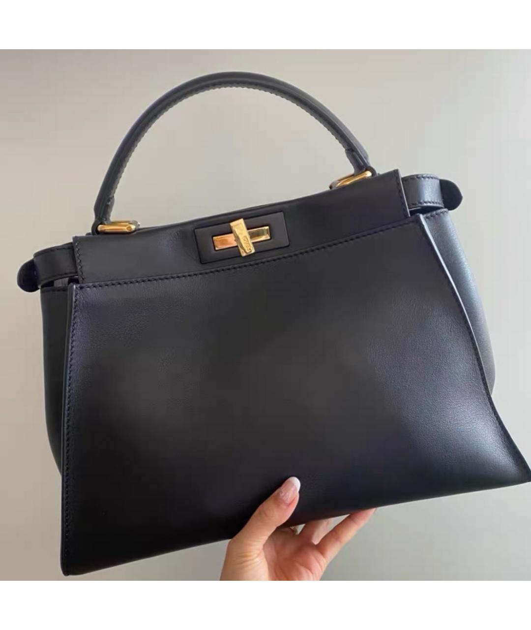 FENDI Черная кожаная сумка тоут, фото 2