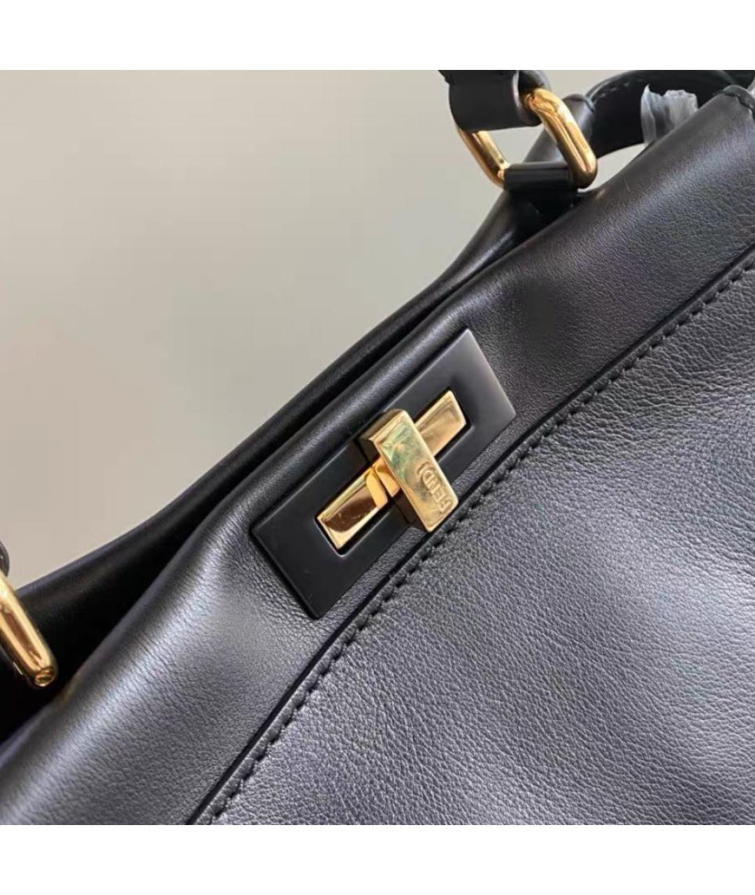 FENDI Черная кожаная сумка тоут, фото 6