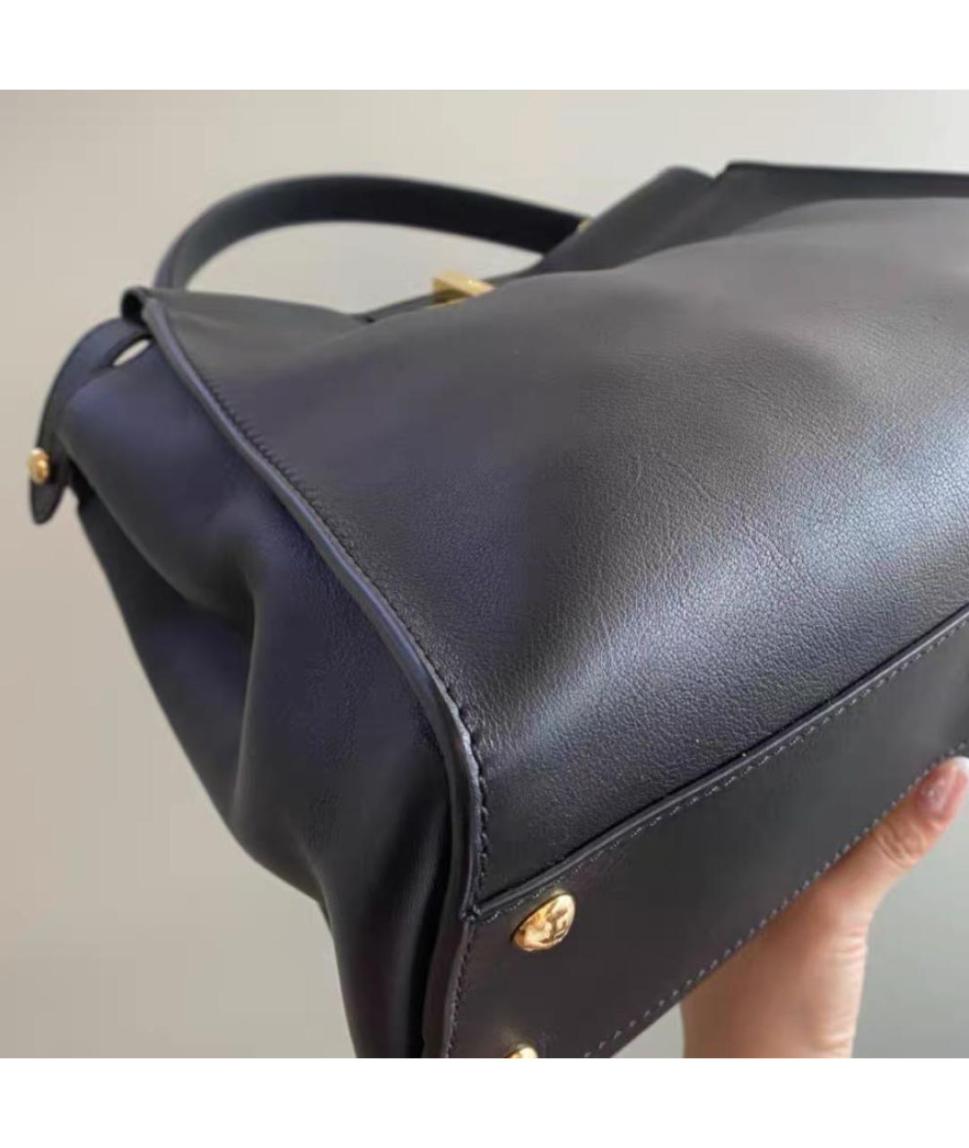 FENDI Черная кожаная сумка тоут, фото 5