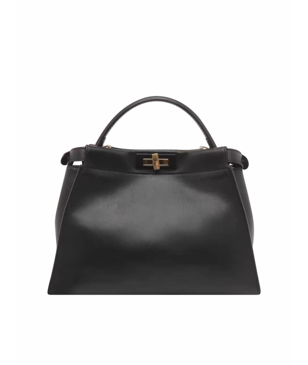 FENDI Черная кожаная сумка тоут, фото 1