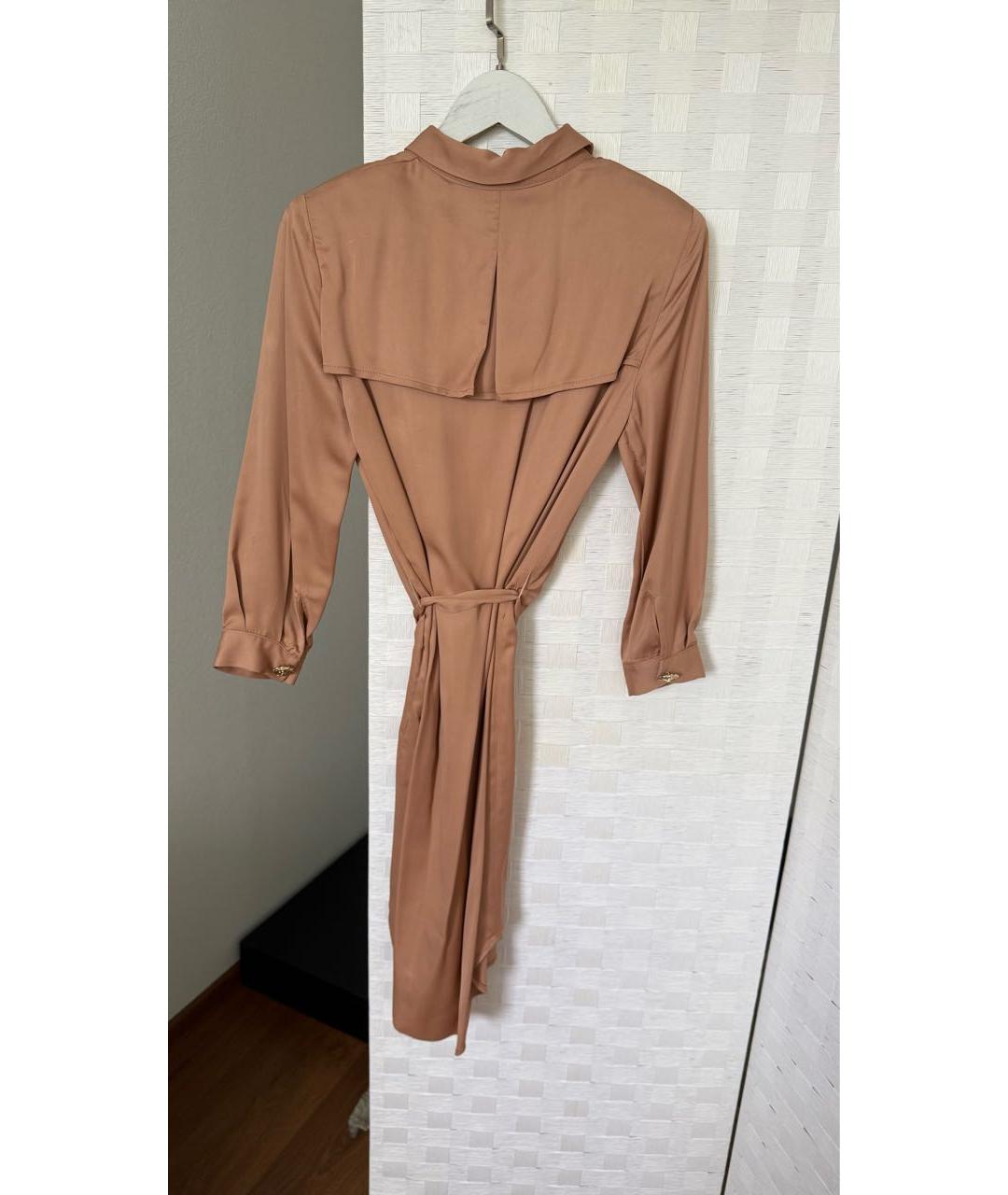 ELISABETTA FRANCHI Бежевое вискозное повседневное платье, фото 2