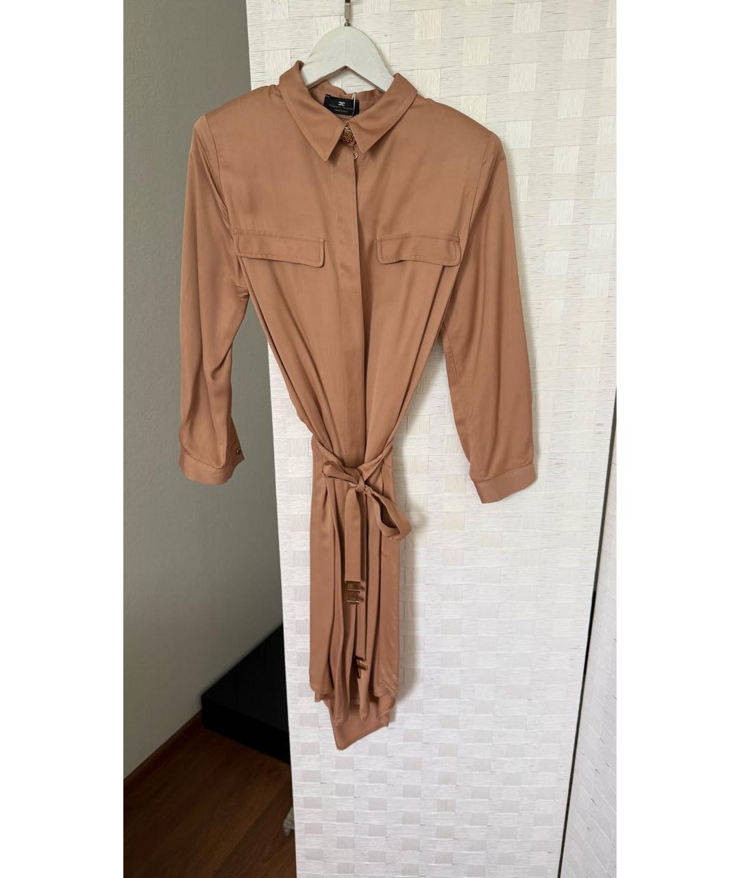ELISABETTA FRANCHI Бежевое вискозное повседневное платье, фото 6