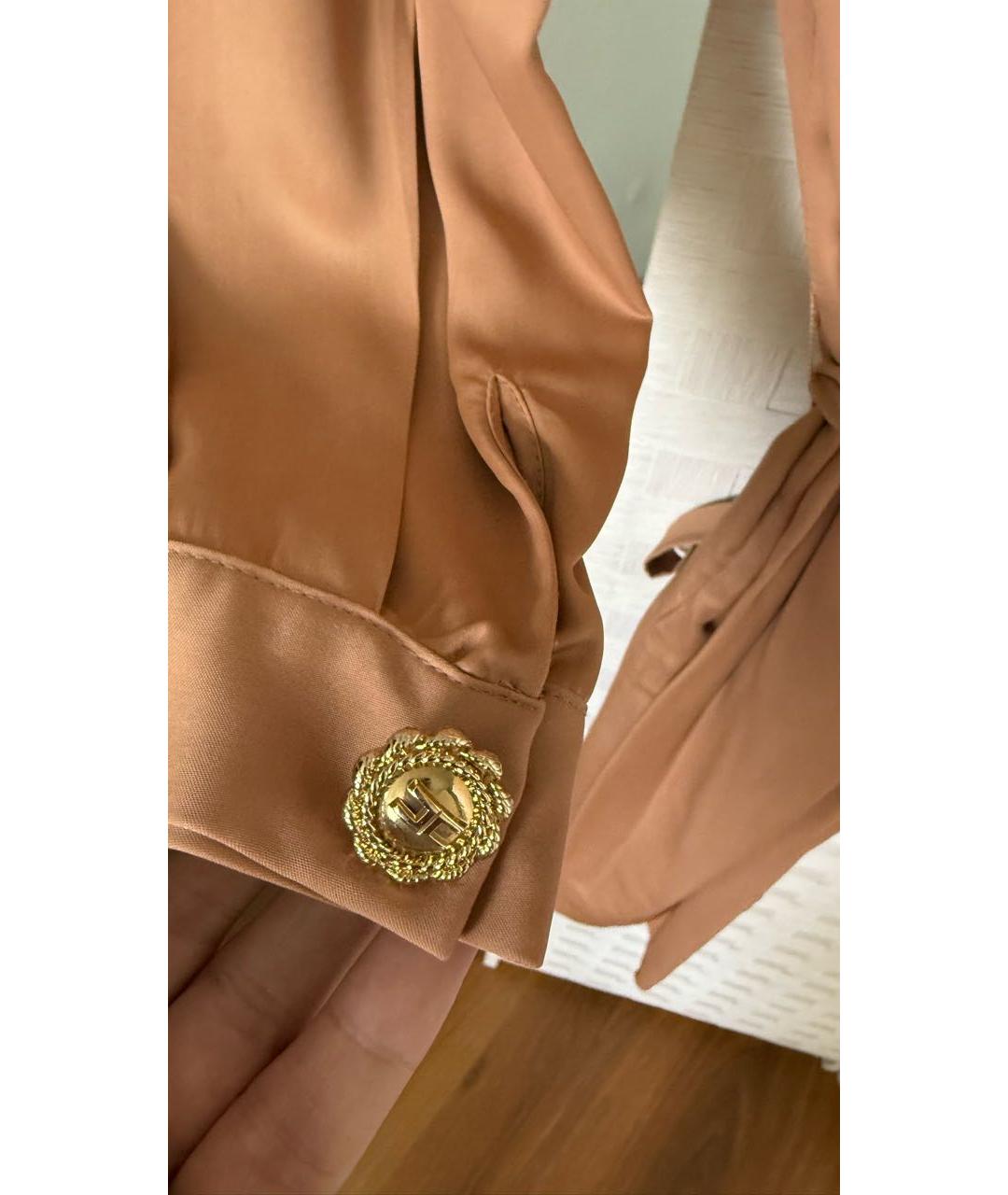 ELISABETTA FRANCHI Бежевое вискозное повседневное платье, фото 3