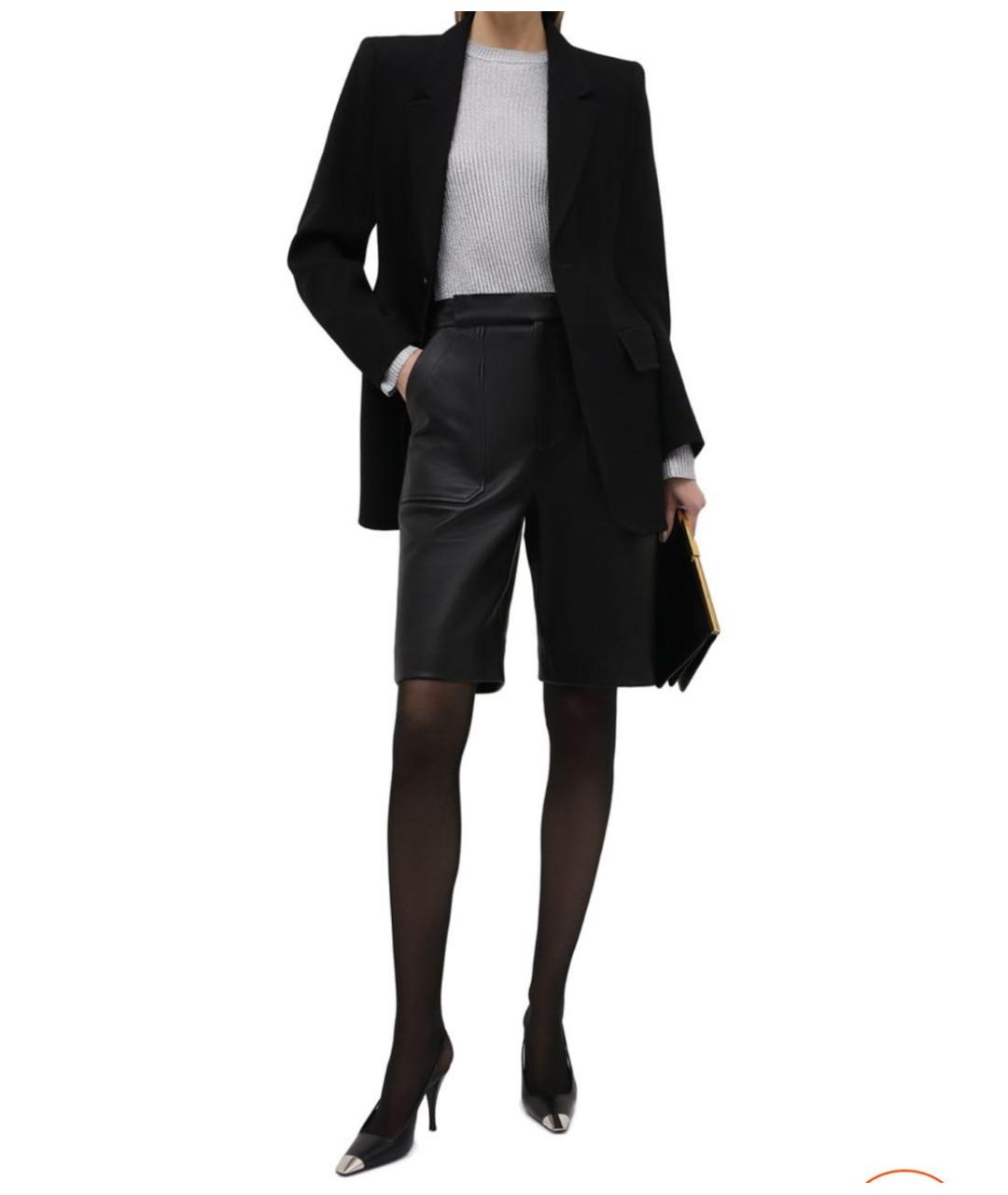 SAINT LAURENT Черные кожаные лодочки на низком каблуке, фото 2
