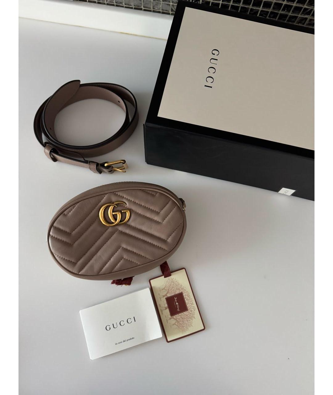 GUCCI Розовая кожаная поясная сумка, фото 6