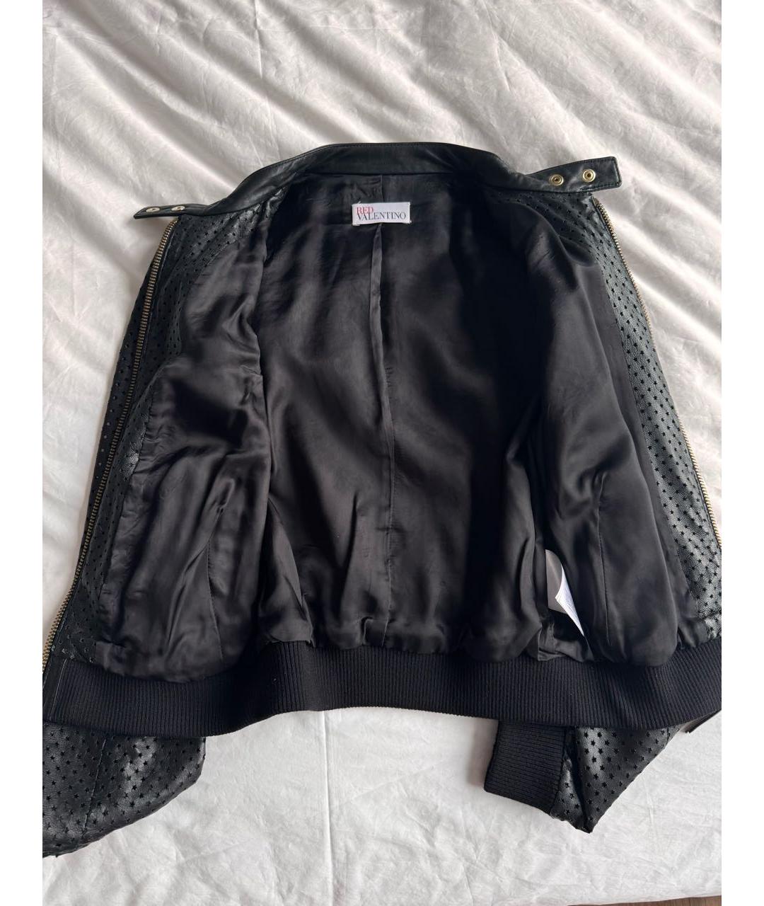 RED VALENTINO Черная кожаная куртка, фото 3