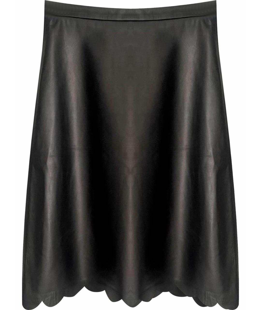 RED VALENTINO Черная кожаная юбка миди, фото 1
