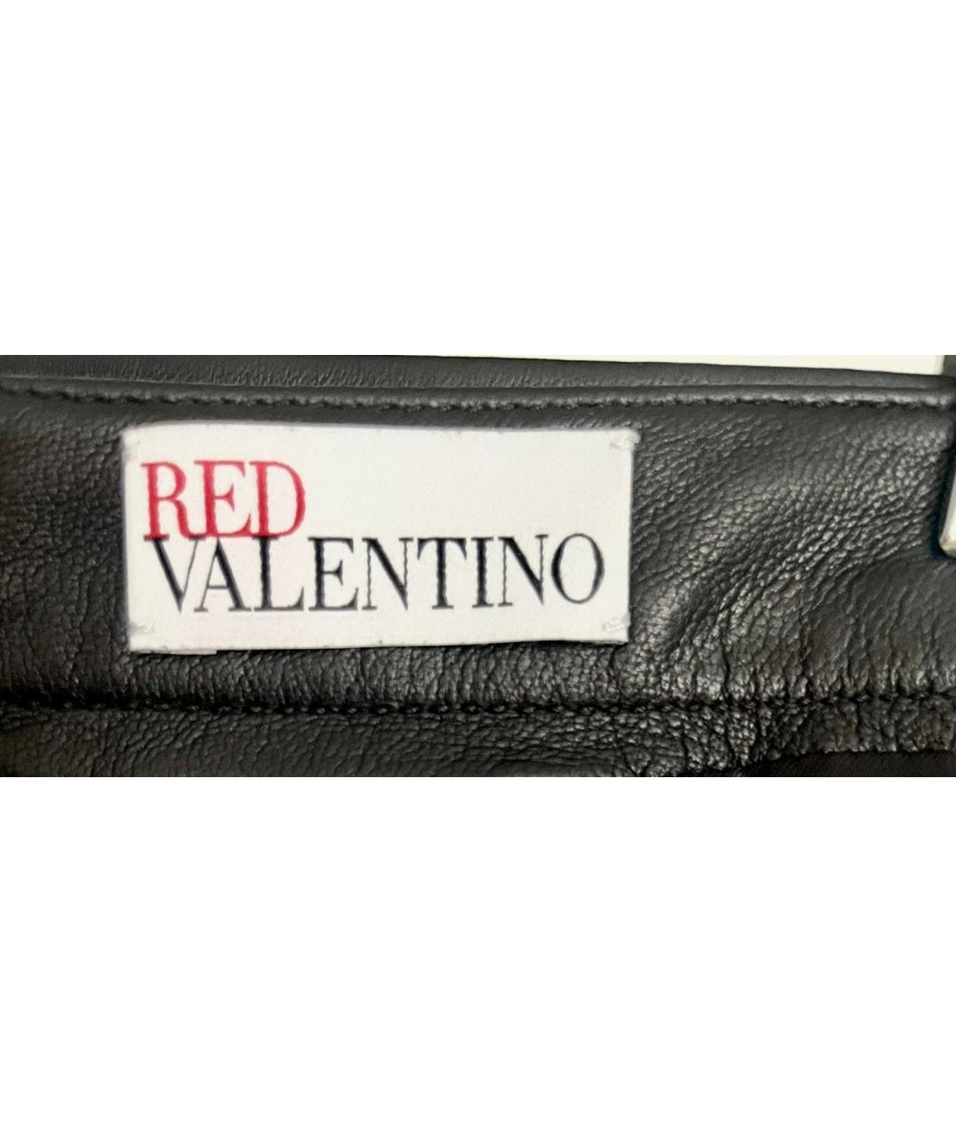 RED VALENTINO Черная кожаная юбка миди, фото 4