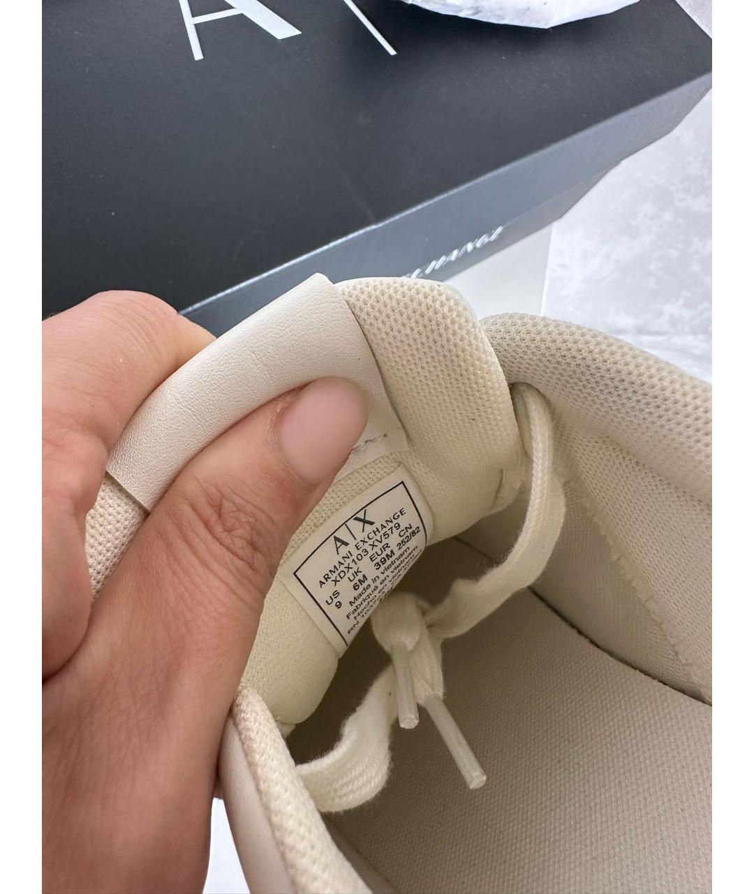 ARMANI EXCHANGE Белые кожаные кеды, фото 4