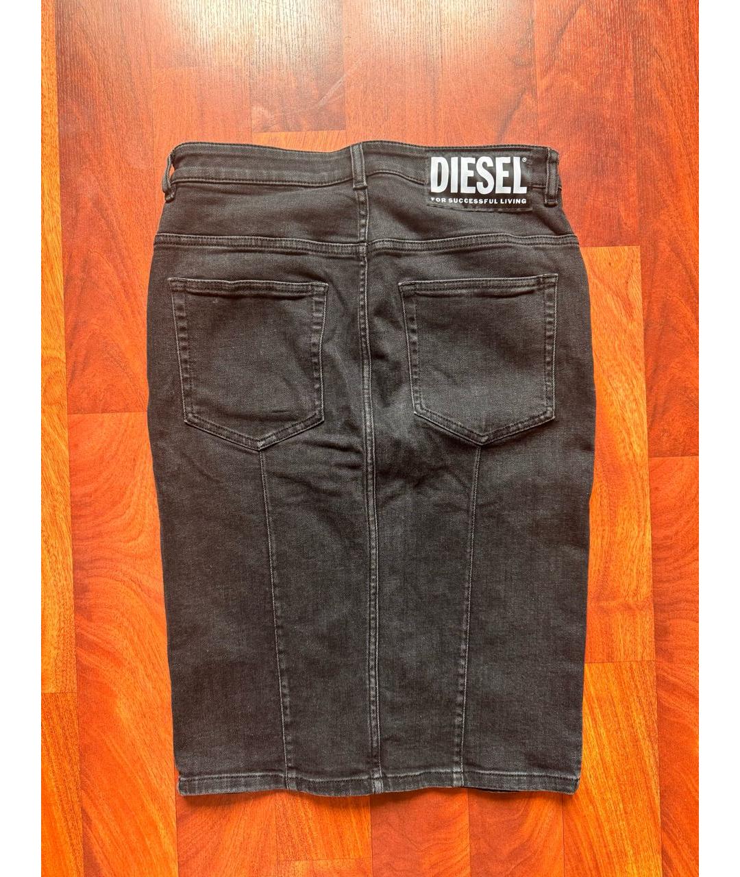 DIESEL Черная хлопковая юбка миди, фото 4