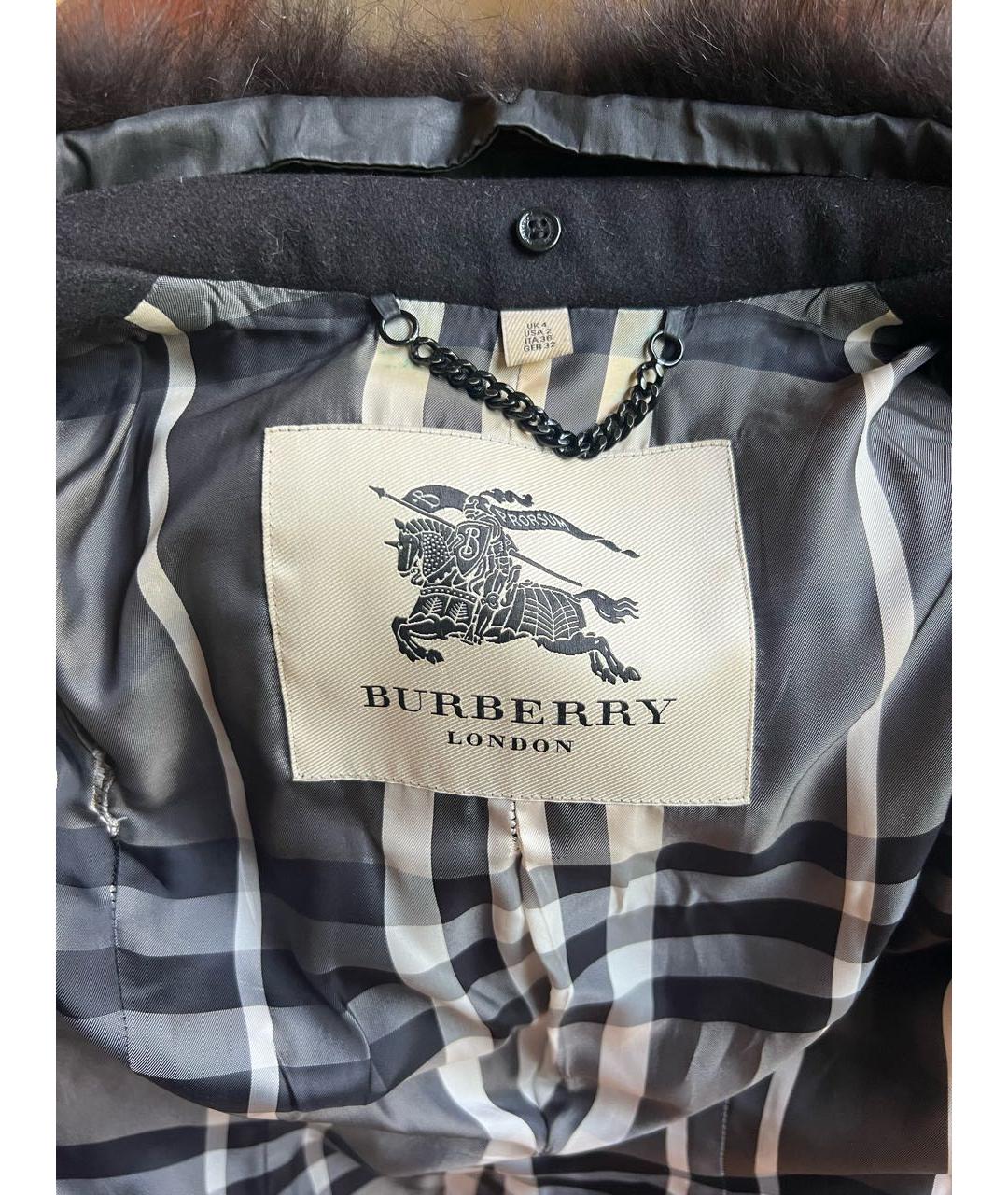 BURBERRY Черное полиамидовое пальто, фото 3