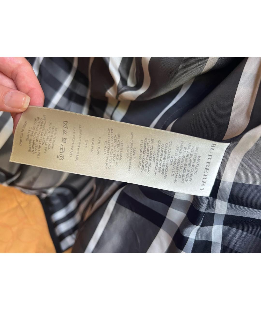 BURBERRY Черное полиамидовое пальто, фото 6