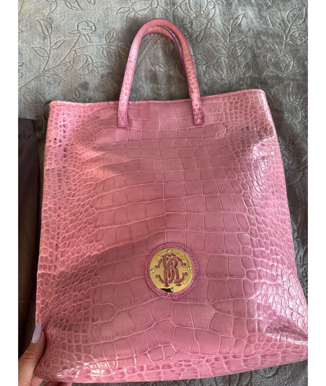 ROBERTO CAVALLI Розовая сумка тоут из искусственной кожи, фото 3