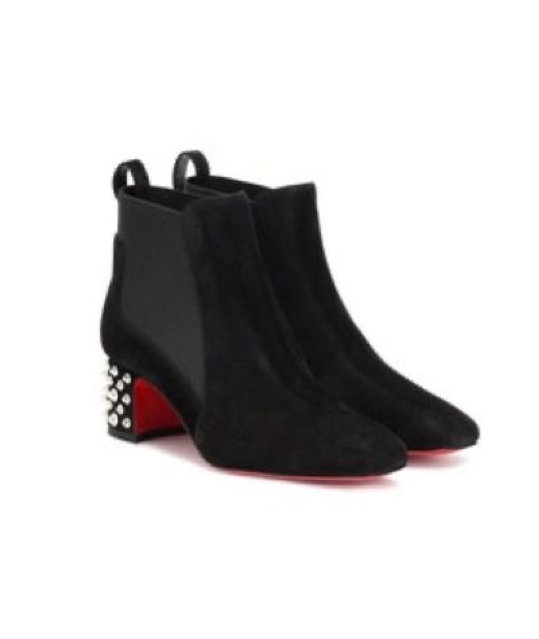 CHRISTIAN LOUBOUTIN Черные замшевые ботильоны, фото 2