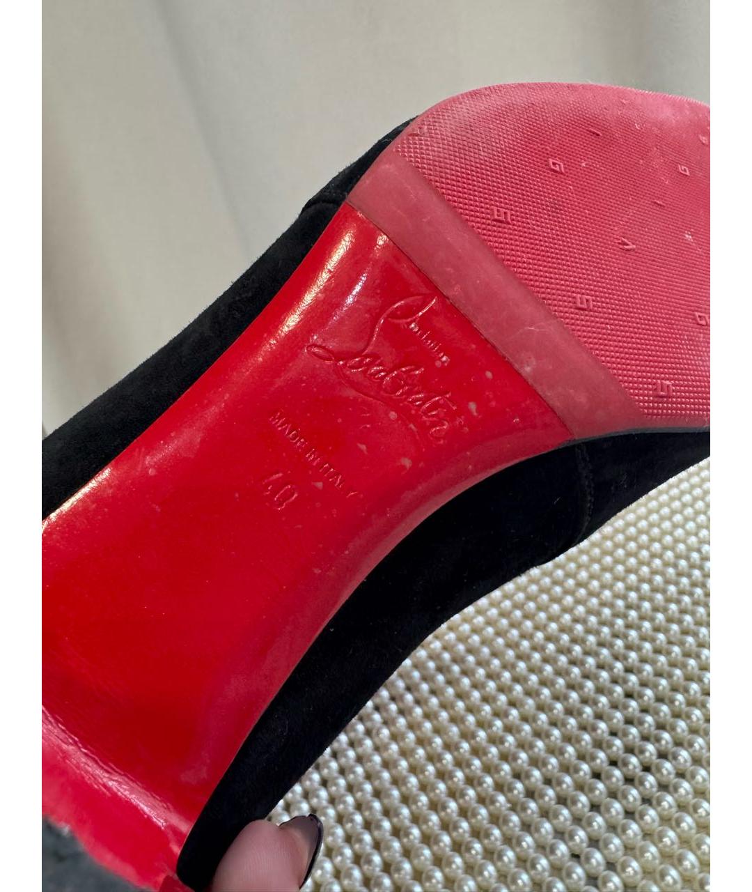 CHRISTIAN LOUBOUTIN Черные замшевые ботильоны, фото 7