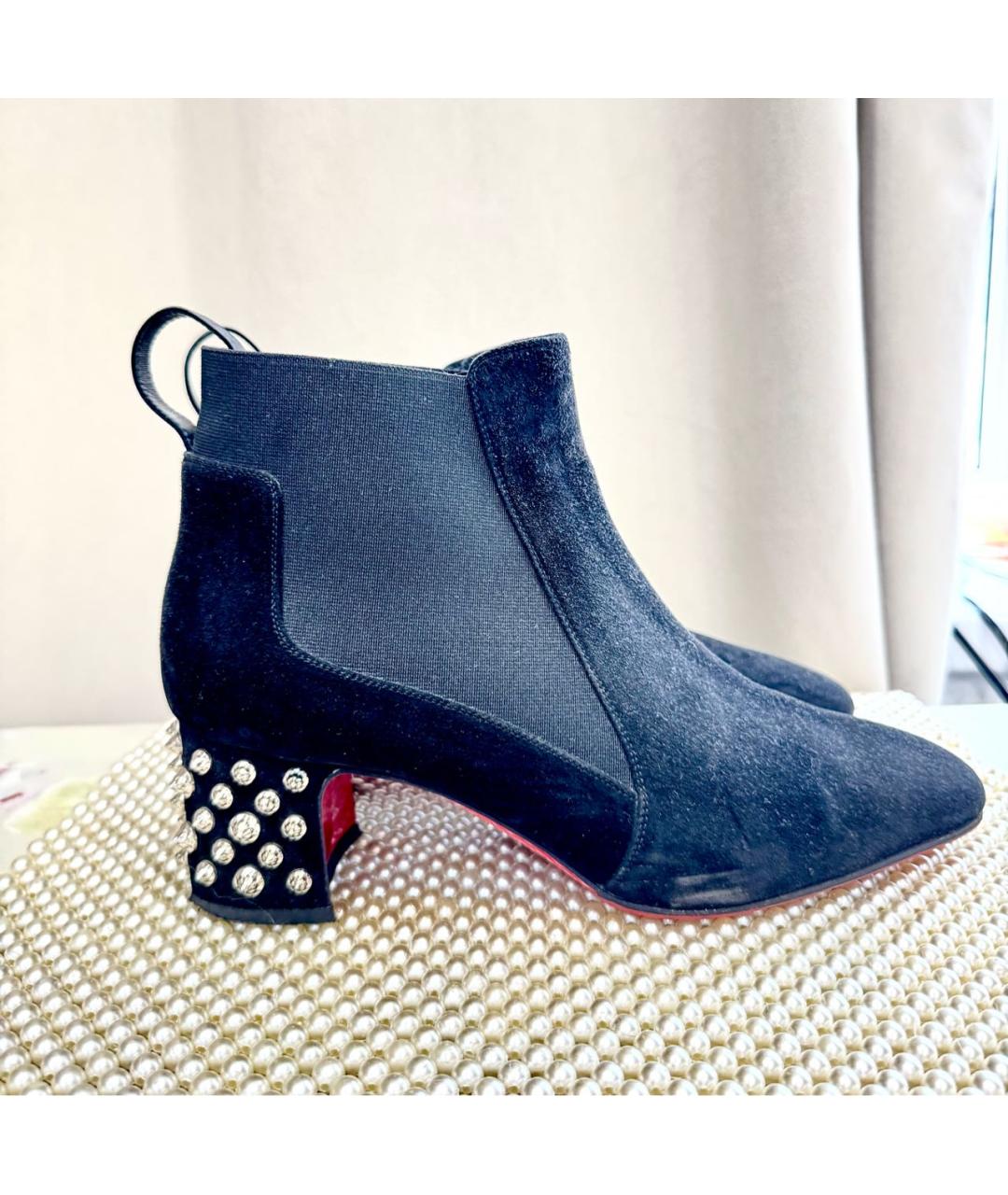 CHRISTIAN LOUBOUTIN Черные замшевые ботильоны, фото 8