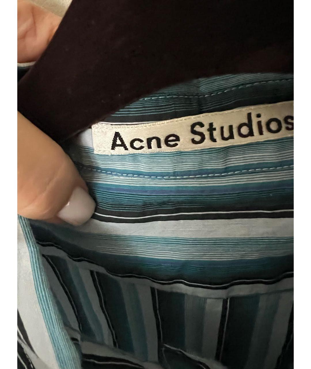 ACNE STUDIOS Бирюзовая хлопковая рубашка, фото 7