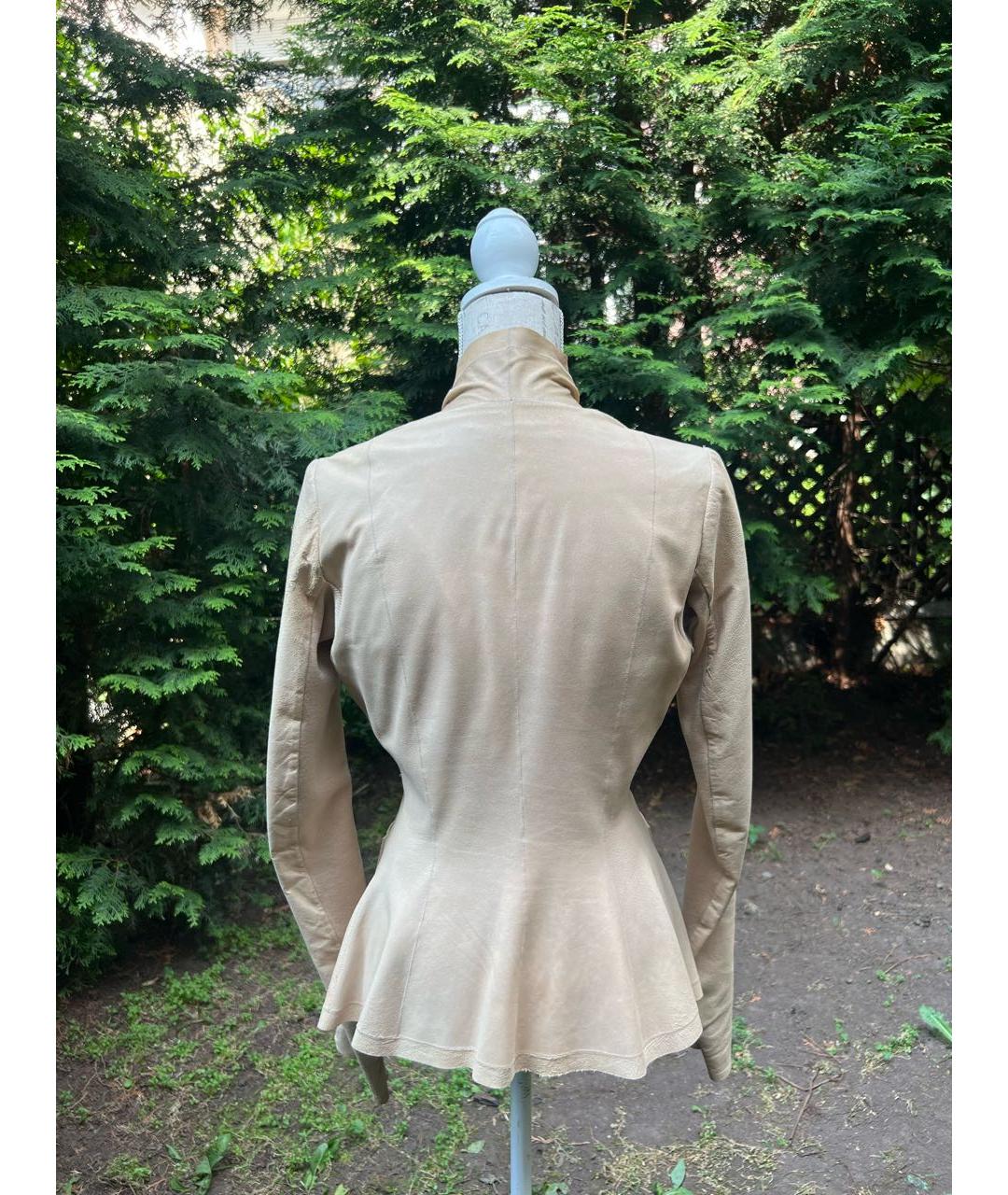 RICK OWENS Бежевая кожаная куртка, фото 2