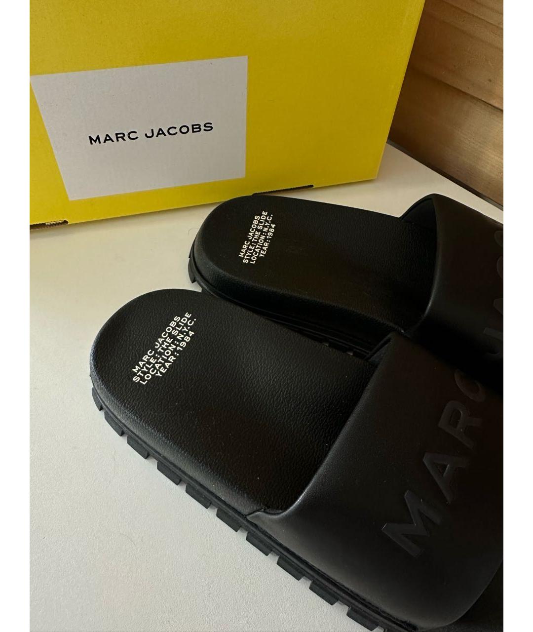 MARC JACOBS Черные кожаные шлепанцы, фото 4