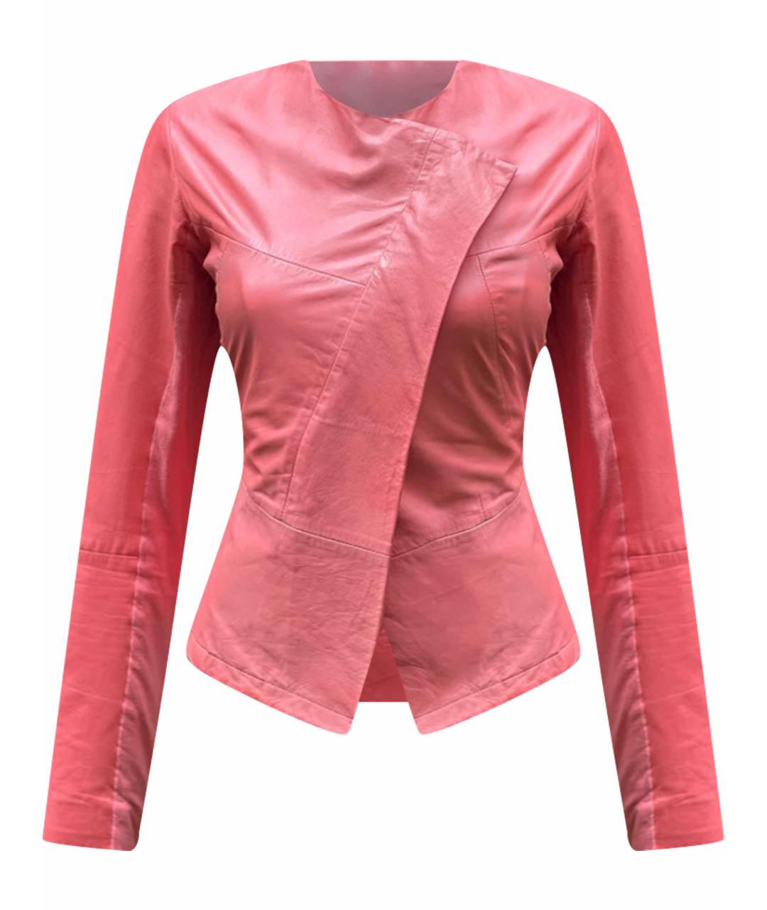 EMPORIO ARMANI Коралловая кожаная куртка, фото 1