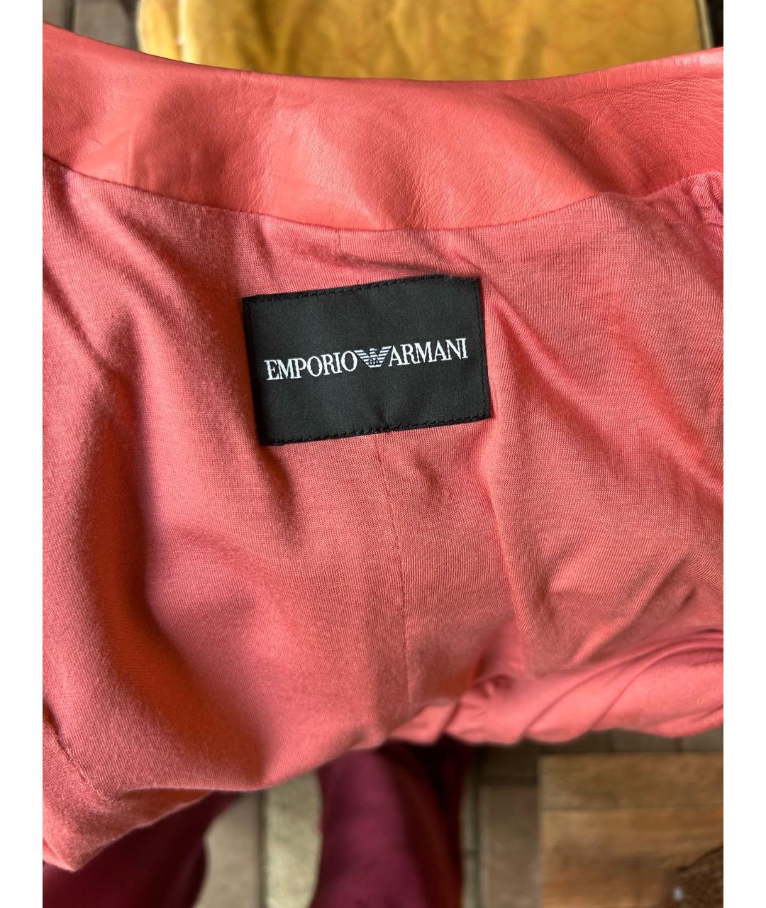 EMPORIO ARMANI Коралловая кожаная куртка, фото 6