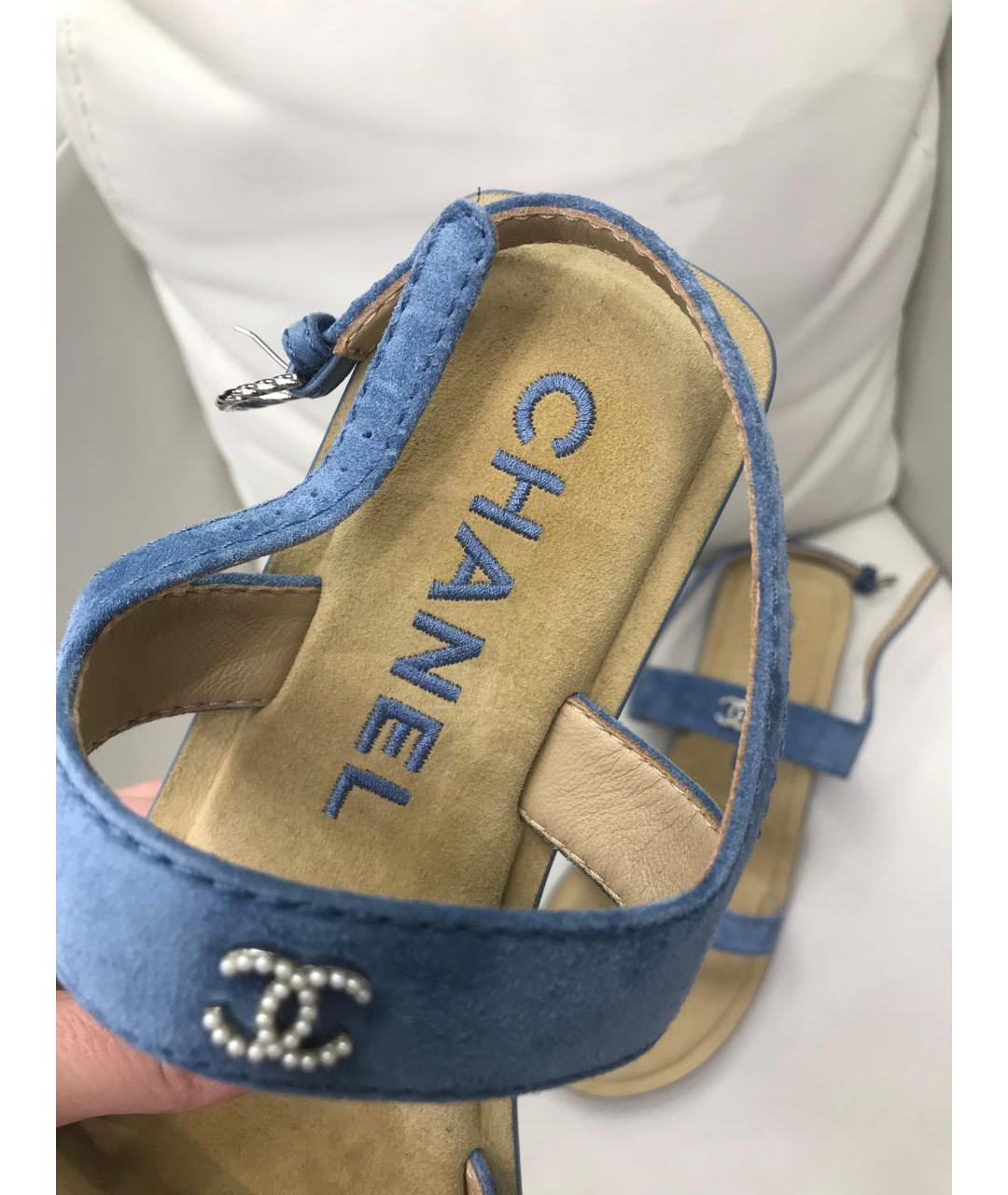 CHANEL Голубые сандалии, фото 6