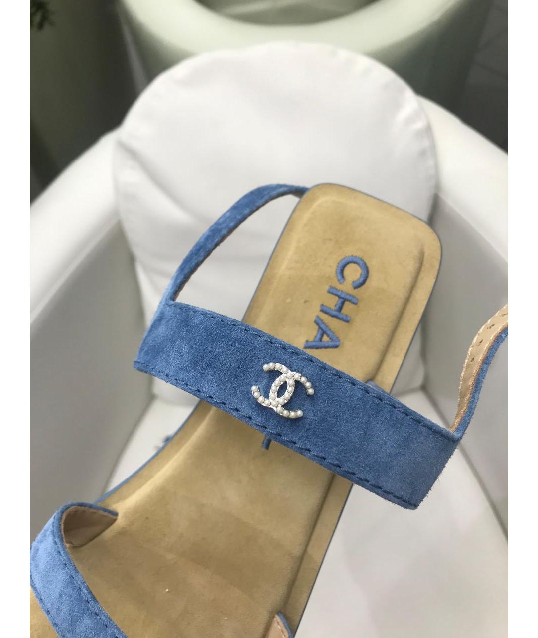 CHANEL Голубые сандалии, фото 5
