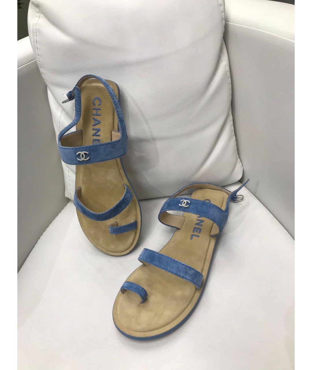CHANEL Голубые сандалии, фото 2