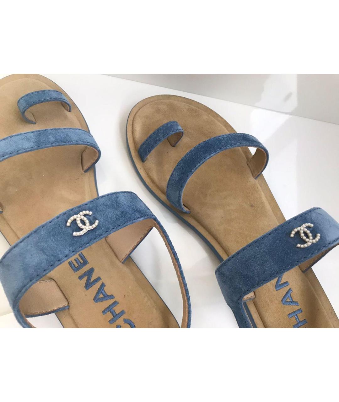 CHANEL Голубые сандалии, фото 3