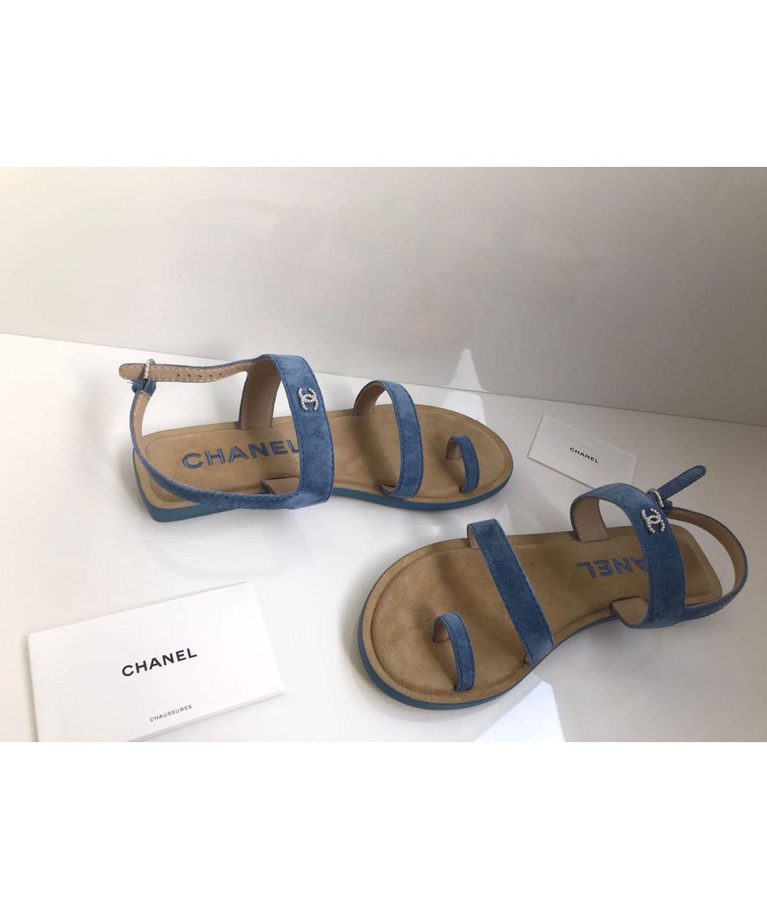 CHANEL Голубые сандалии, фото 8