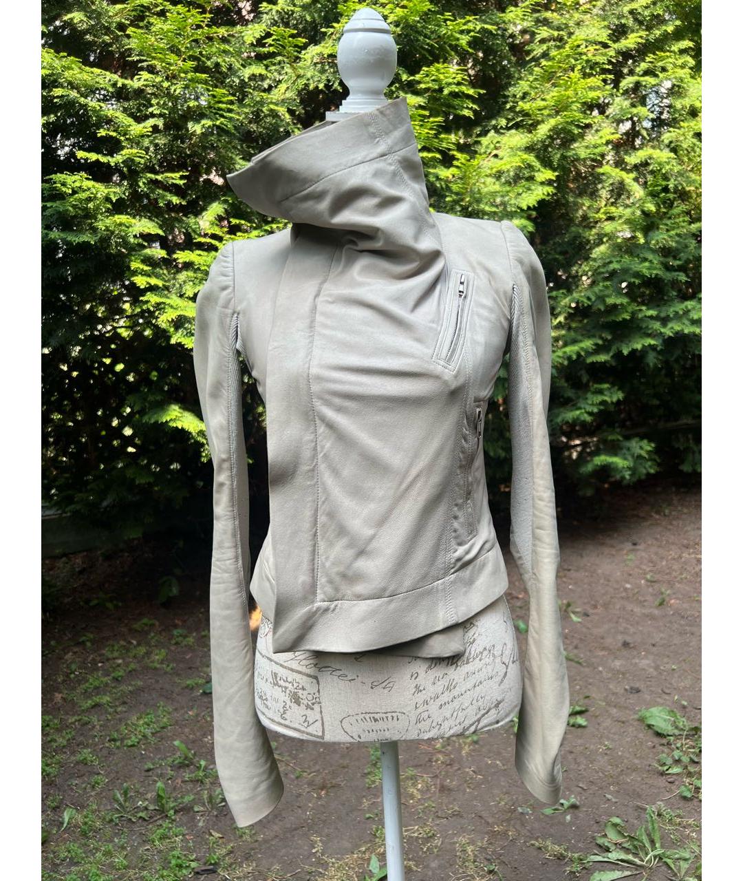 RICK OWENS Бежевая кожаная куртка, фото 5