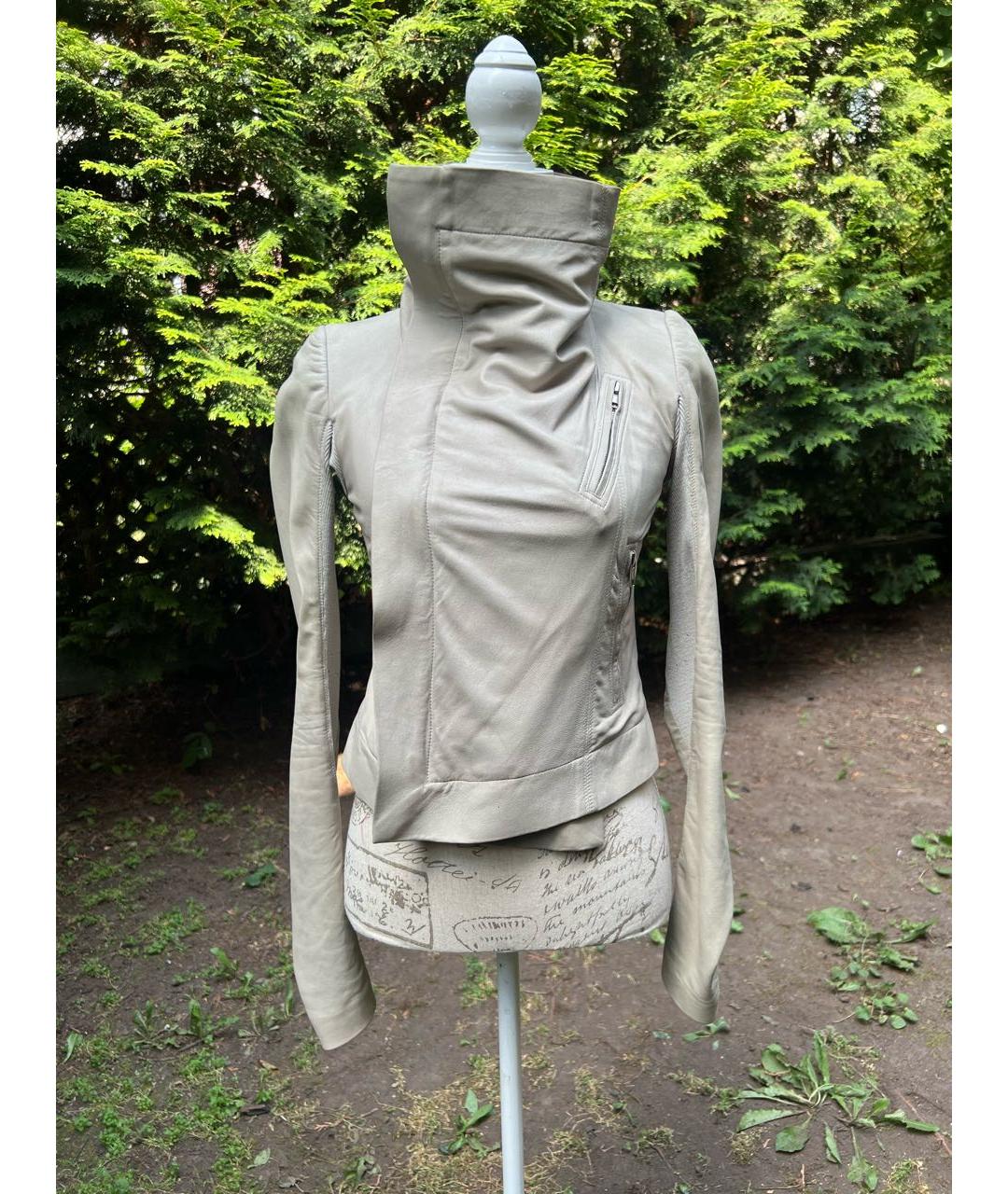 RICK OWENS Бежевая кожаная куртка, фото 6