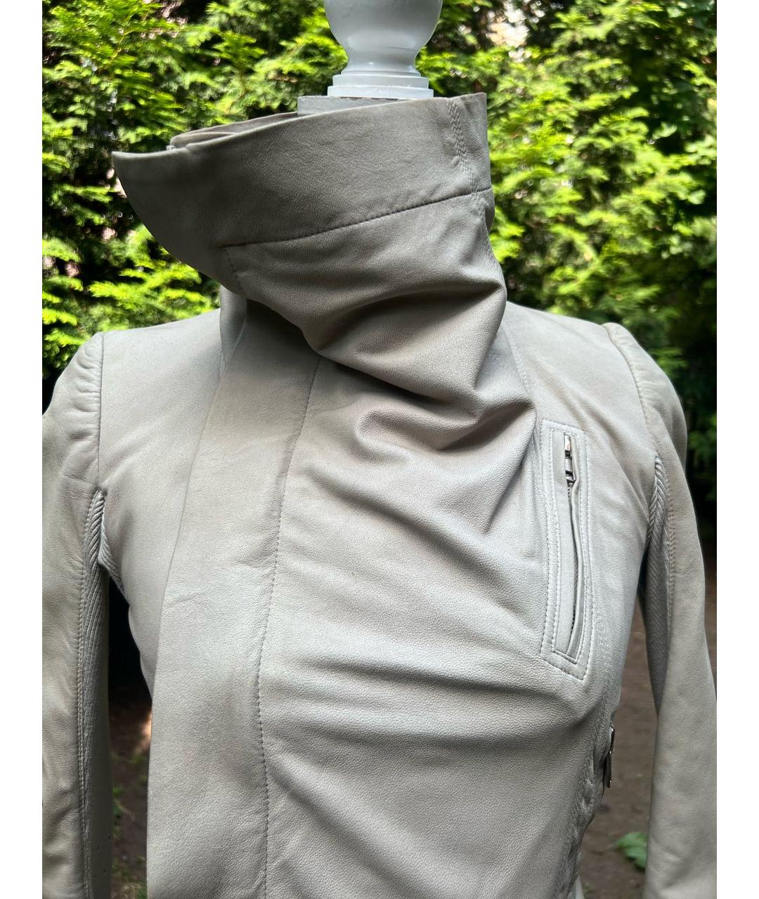 RICK OWENS Бежевая кожаная куртка, фото 3