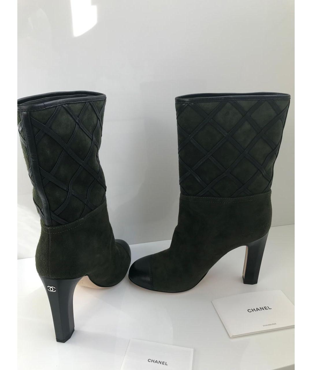 CHANEL Зеленые кожаные сапоги, фото 8