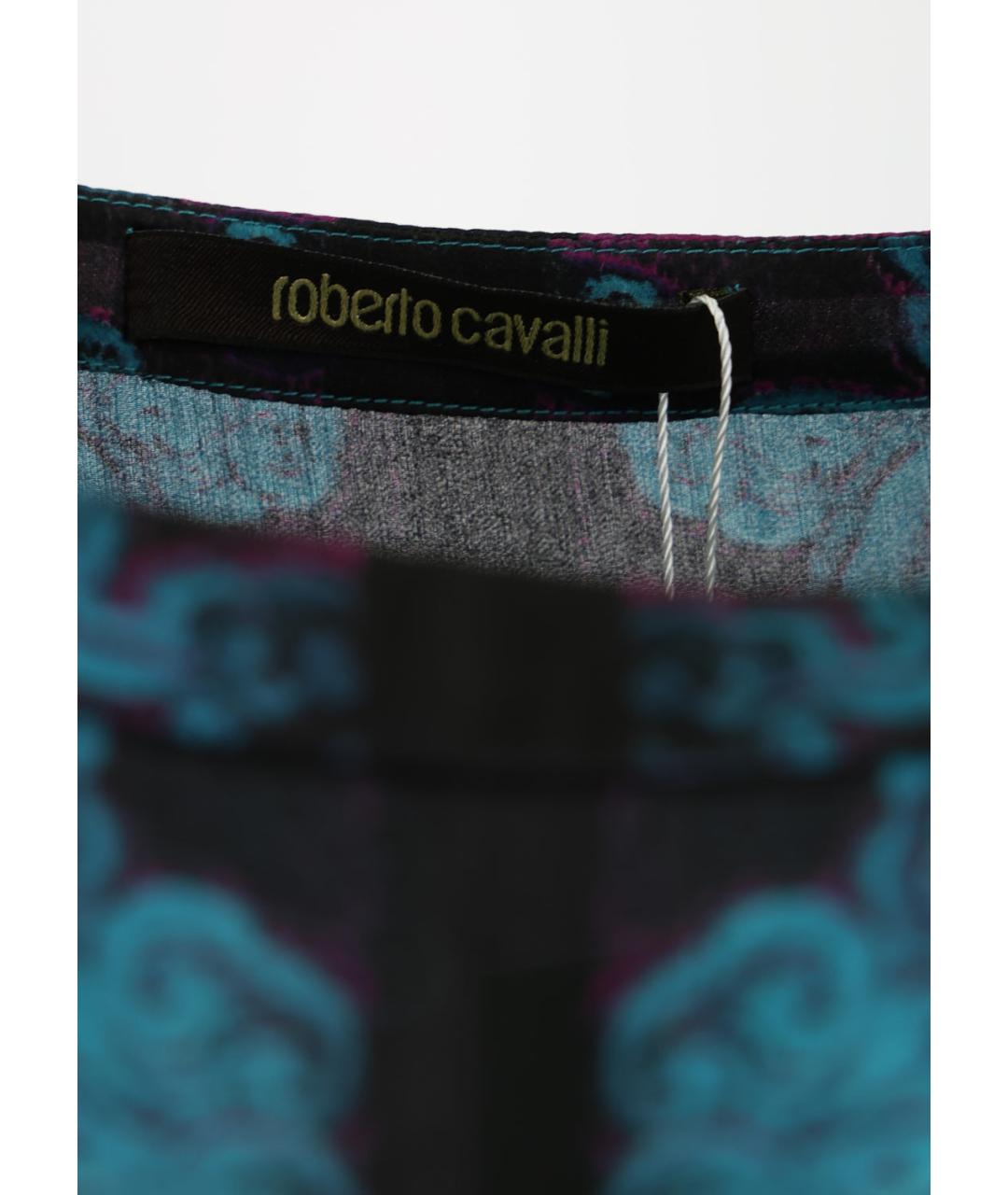 ROBERTO CAVALLI Бирюзовая шелковая блузы, фото 3
