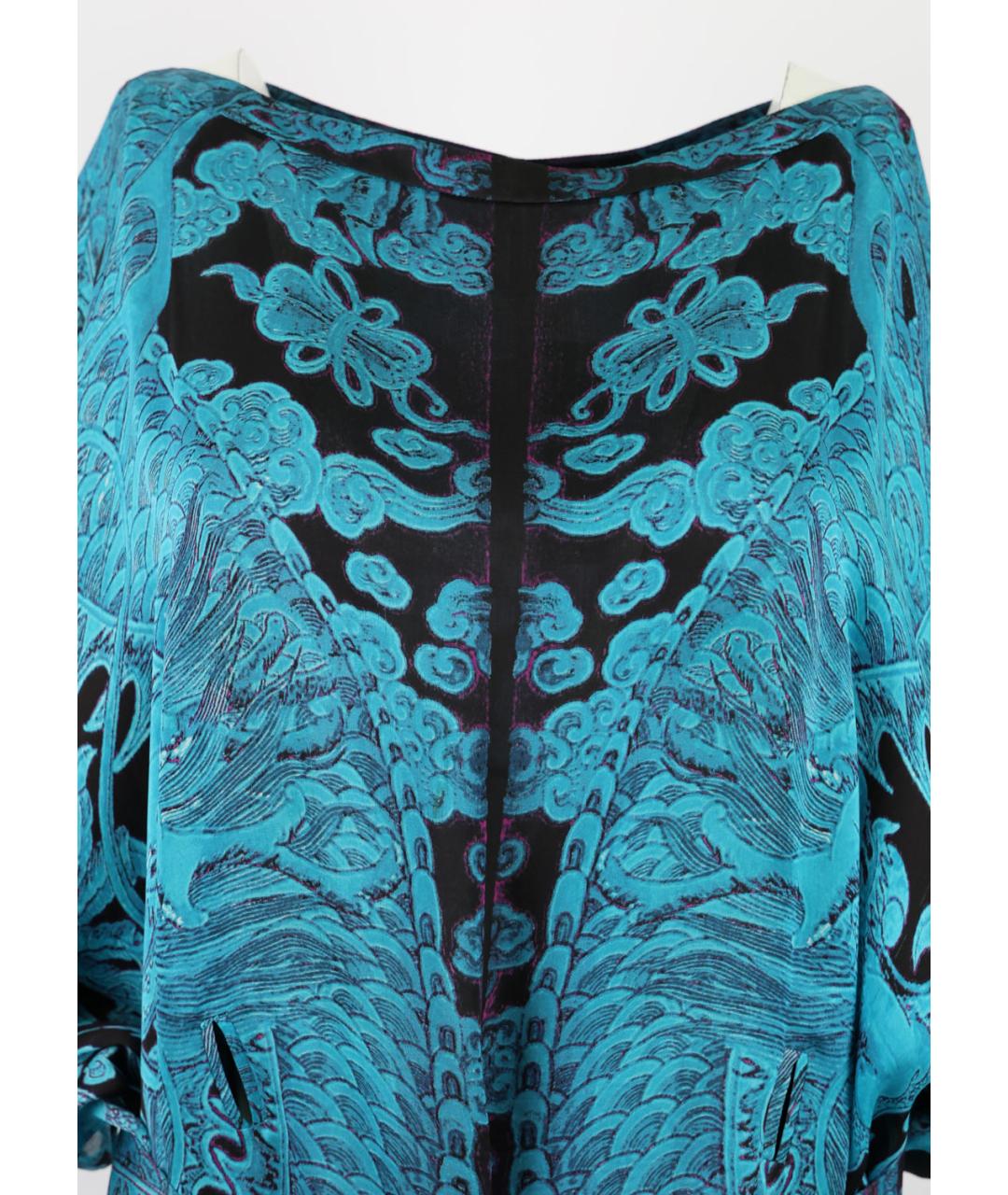 ROBERTO CAVALLI Бирюзовая шелковая блузы, фото 4