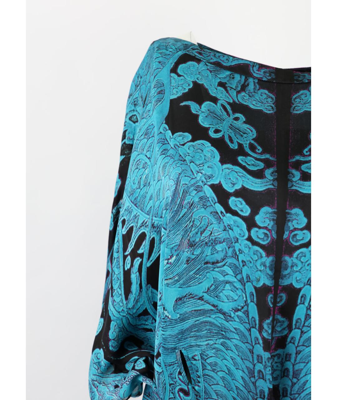 ROBERTO CAVALLI Бирюзовая шелковая блузы, фото 5