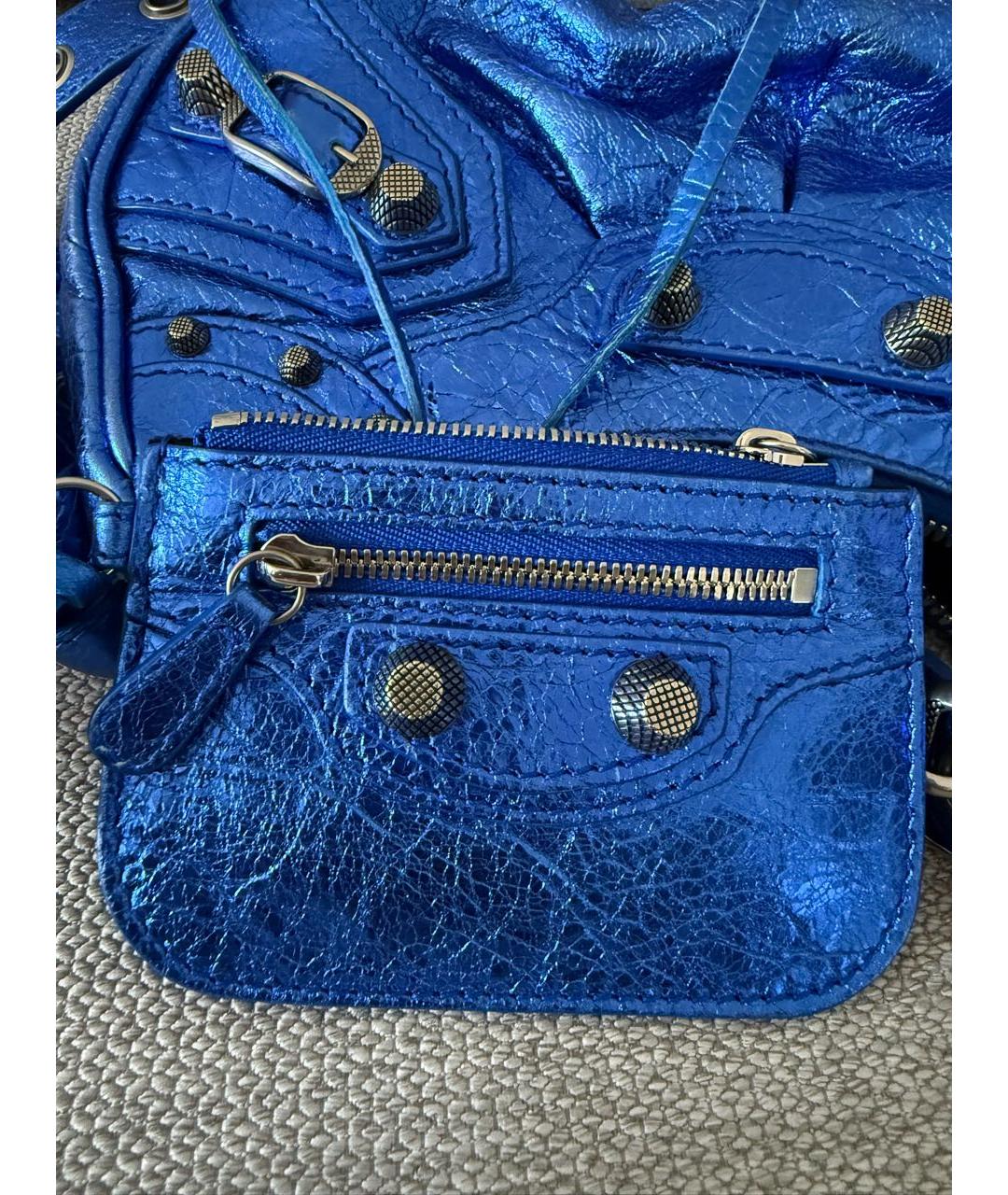 BALENCIAGA Синяя кожаная сумка через плечо, фото 6